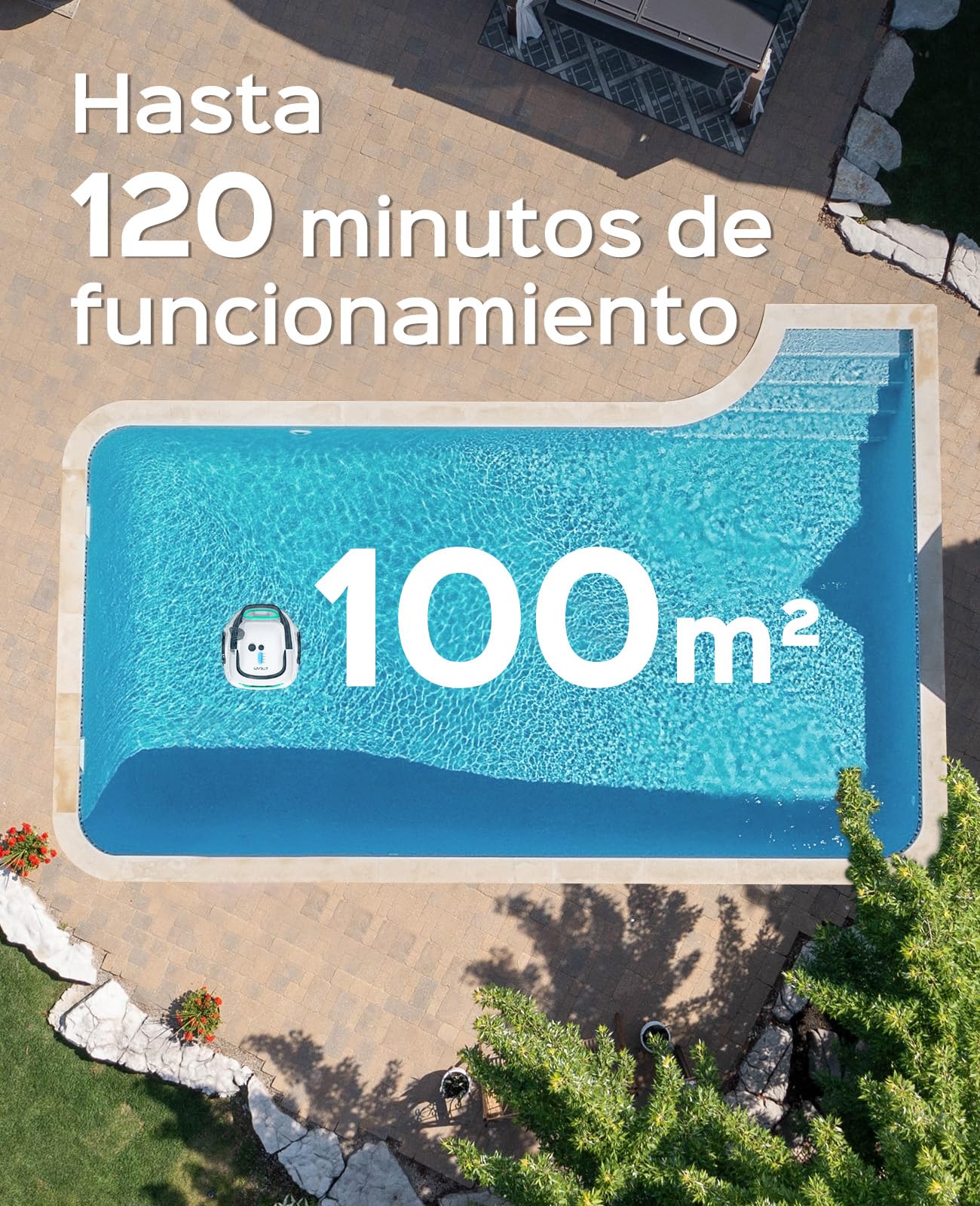 WYBOT A1 Poolroboter (2025 Upgrade), kabellos mit Akku & Doppelfilter, 120 Min Laufzeit, für Aufstellpools bis 100 m² (Perlweiß-Grün)