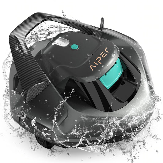 AIPER Poolroboter, kabelloser Akku-Poolsauger mit 90 Min Laufzeit, LED-Anzeige, Auto-Parken, für flache Aufstell- & Einbaupools bis 80 m²