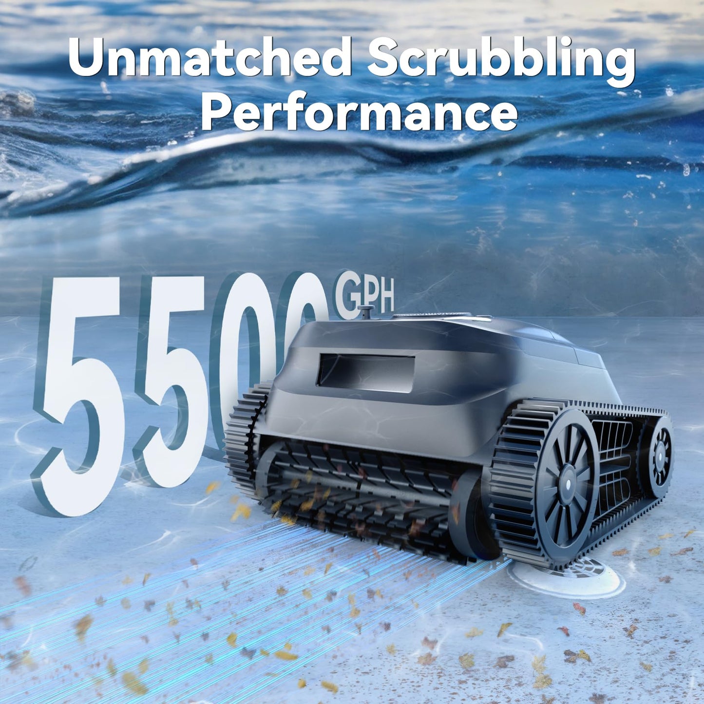 Pondee X5 Poolroboter Boden & Wand, kabellos mit Wandklettern, 180 Min Laufzeit, Smart Docking, für Pools bis 300 m²