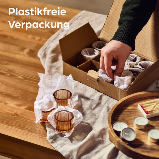 Praknu 12 Teelichthalter Glas Kerzenhalter Gold - Ø 5,5cm Elegante Teelichtgläser als Tischdekoration Hochzeit oder Geburtstagsfeier