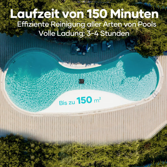 AIPER Scuba S1 Poolroboter Boden & Wand, kabellos mit Wandklettern, intelligente Navigation 2.0, 150 Min Laufzeit, für eingelassene Pools bis 150 m²