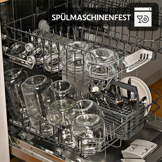Praknu 12 Einmachgläser mit Bügelverschluss 500ml - Mit Etiketten, Stift und extra Silikondichtungen - Platzsparend durch eckige
